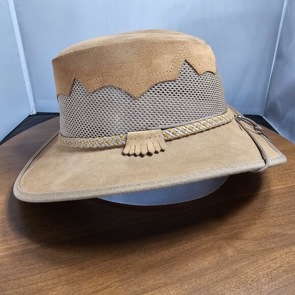 Sirocco Wide Brim Suede Sun Hat | American Hat Makers | Tan | NWT | XX-LARGE - Picture 3 of 11